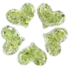mookaitedecor 5 Pcs Peridot Heart Shaped Pocket Palm Stones