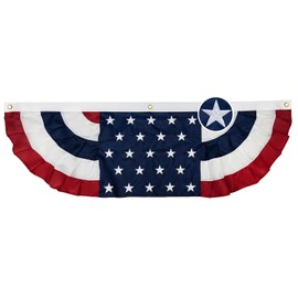 Homissor Bunting Flags Outdoor 1.5x5 Ft Small Wrinkles American Flag Buntings for Outside Embroidered Stars for Patriotic, Memorial Day, 4th of July Decoration