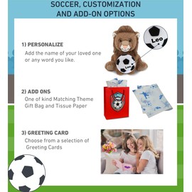 DolliBu Squat Lion Stuffed Animal with Soccer Ball Plush - Soft Huggable Lion, Adorable Playtime Plush Toy, Cute Wildlife Gift, Super Soft Plush Doll Animal Toy for Kids and Adults - 8 Inches