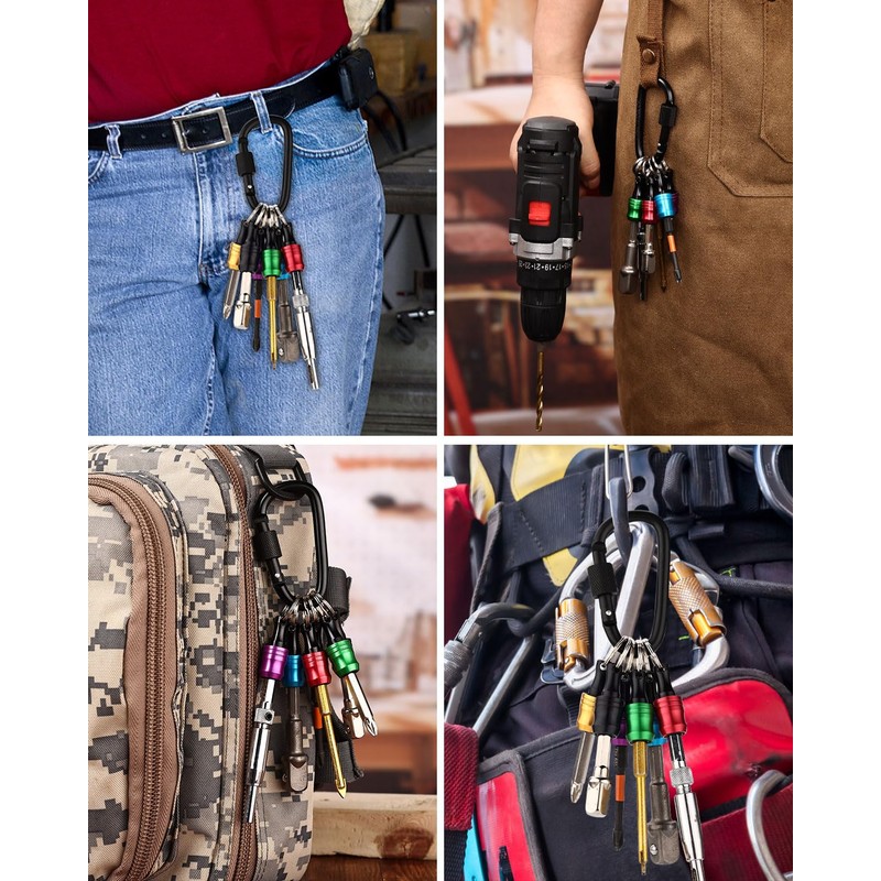 katerk 6pcs Bit Holder with Carabiner Socket for Mens Gift,