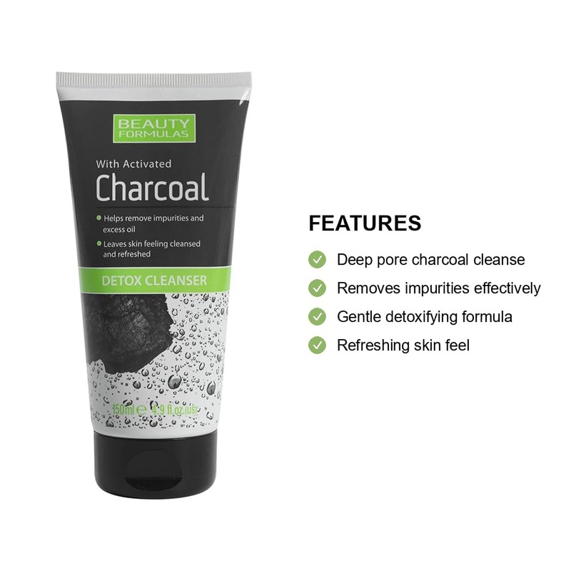 Beauty Formulas Activated Charcoal Detox Cleanser, 150ml, Pack of 3