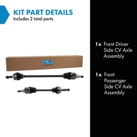 TRQ Front Driver and Passenger Side CV Axle Assembly Set 2 Piece Compatible with 2012-2019 Toyota Prius C