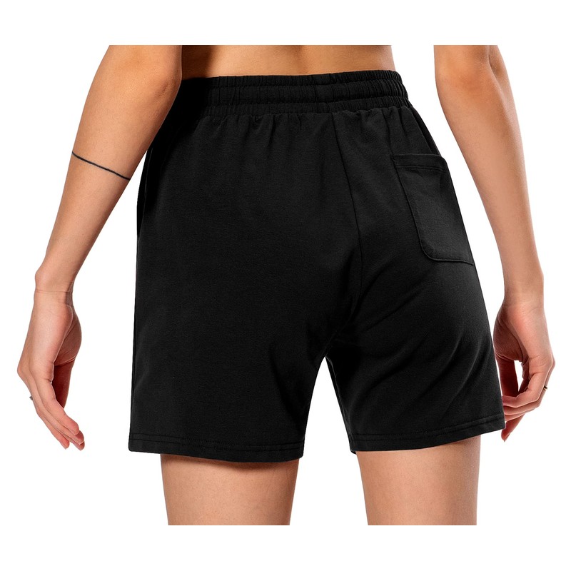 Ksmien Bermudas de algodón de punto para mujer con bolsillos
