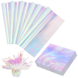 WXGXIN 200Pcs Cellophane Sheets, 9x9 Inch Iridescent Cellophane Sheets Holographic Candy Wraps Iridescent Wrapping Paper for DIY Arts Crafts Decoration