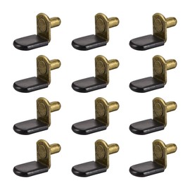 sourcing map Shelf Support Peg,6mm L-Shaped Support, Furniture Cabinet Closet Shelf,Bracket Pegs W Sleeve,for Kitchen Furniture Book Shelves Supplies,Bronze 20pcs
