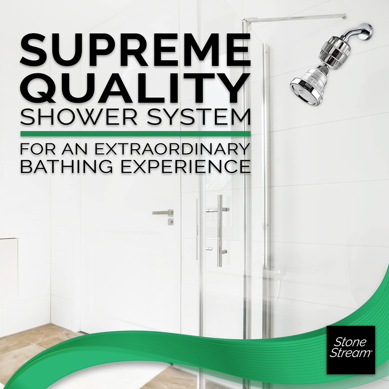 Original StoneStream EcoPower Wall Showerhead + Hard Water Filter (HWF)