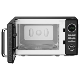 Magic Chef 0.7 Cubic Feet 700 Watt Classic Retro Touch Countertop Microwave with 10 Power Levels, 9 Auto Cook Menus, and Glass Turntable, Black
