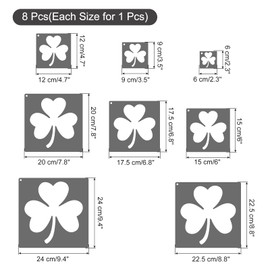 PATIKIL Shamrock Stencils, 8 Pcs Large Plastic Shamrock Stencils Reusable for Painting on Wall, Wood, Fabric