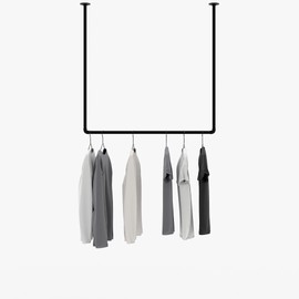 pamo clothes rail industrial loft design - HANG - clothing rack for walk-in wardrobe I bedroom or bath - clothes rack made of black sturdy water pipes/ tubes with wall mounting