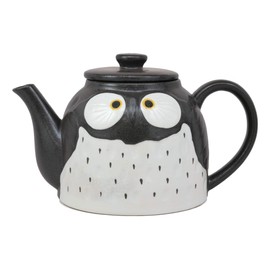 Ebros Gift Whimsical Black Spotted Fat Owl Ceramic 52oz Large Tea Pot With Built In Strainer Spout As Teapots Home Decor Of Owls Owlet Nocturnal Bird Decorative