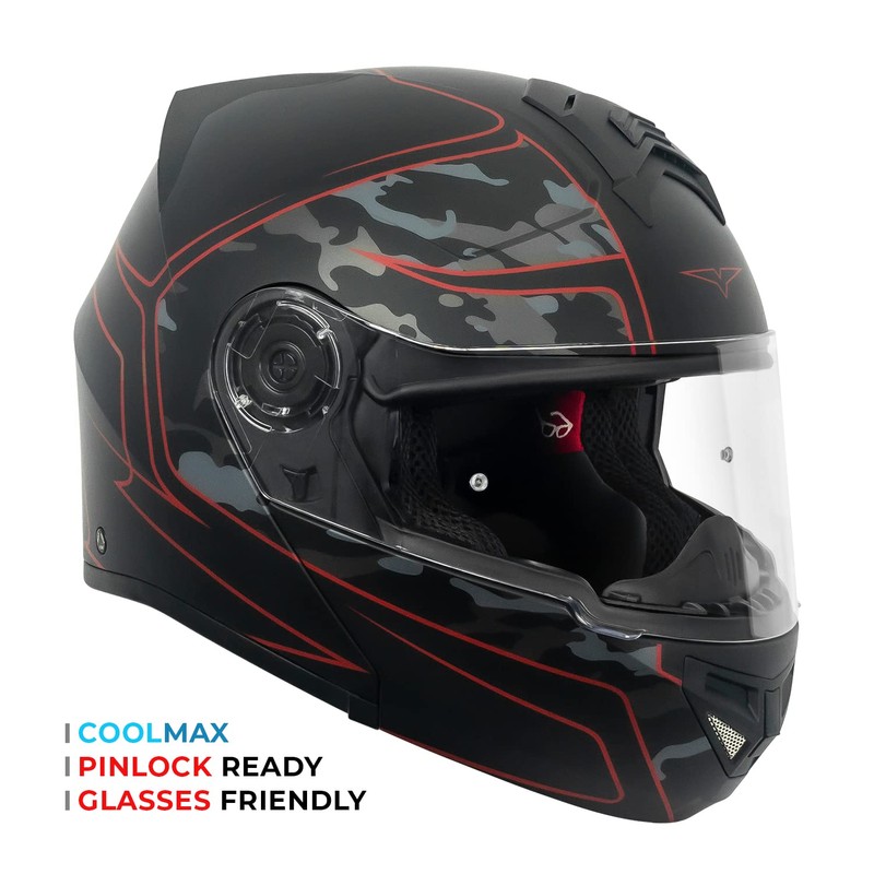 VCAN VX28 Full Face Modular Flip-Up Motorcycle Helmet ECE &