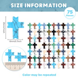 Nuenen 75 Pcs Cross Crystal Worry Stones Bulks 1 Inch Cross Shaped Gemstone Witch Healing Crystal Pocket Stone for Witchcraft Meditation Reiki Balancing Decor(Elegant)(Rustic)