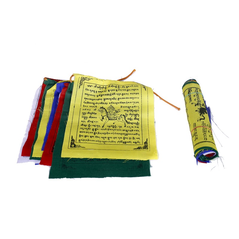 Tibetan Buddhist Fluttering Cotton Prayer Flags (Lungta) Mantras And Wind