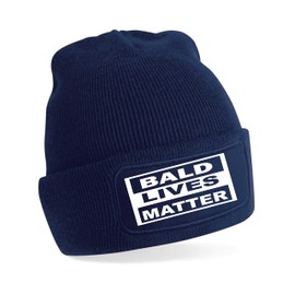 Print4U Bald Lives Matter Funny Birthday Gift for Men Fathers Day Beanie Hat Blue
