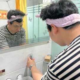 Neulsom Hair Fixing Rabbit Face Wash Band Purple Bunny Face Wash Headband Face Wash Hairband