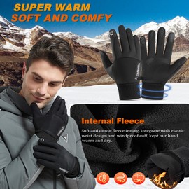 OHWHOA Gloves Winter Gloves Motorcycle Bicycle Gloves Waterproof Non-Slip Windproof Touchscreen Gloves Men Women Winter Running Snowboard Climbing Hiking