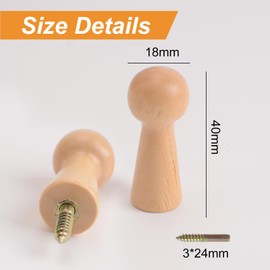 MOROBOR 10pcs Wooden Hooks Shaker Pegs, Towel Hook, Shelf Clip, Screw-On Solid Hook for Bathroom Towels, Doors, Stair Edges, Wardrobes