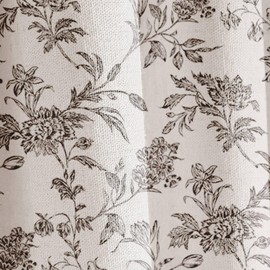 Black Shower Curtain Floral Cotton Linen Cottagecore Shower Curtain for Bathroom 72" W x 78" L