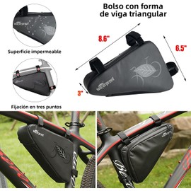Kit de Reparación para Bicicleta con Bolsa Triangular de Cuadro 1.5 L Impermeable, Bomba 120 PSI, Multiherramienta 16 en 1, Parches y Desmontables para MTB, Ruta y Gravel