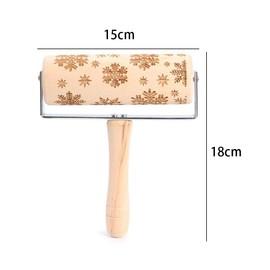 Christmas Embossed Rolling Pin, Wooden Rolling Pin, Engraved Embossing Rolling Pin with Christmas Snowflake Pattern Rolling Pin for Baking Christmas Cookie Pastry