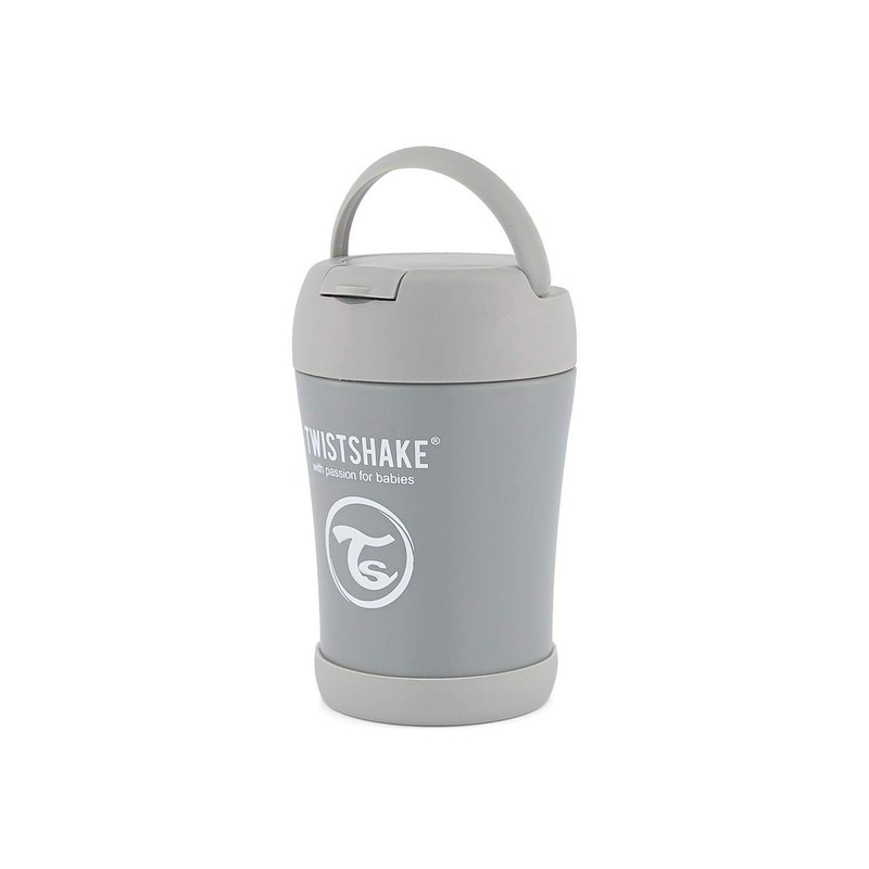 Twistshake A-46-002 Contenedor de alimentos aislado, Cuchara incluida, 350ml Gris
