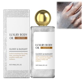 Glitter Body Oil - Radiant Highlighter Oil for Face, Body & Hair - 90 ml - Quick-Drying Shine with Fine Glitter Particles - For Parties, Festivals & Make-Up Looks (Silver) Skin Care Oil