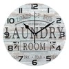 Glaphy Laundry Room Wood Clock Silent Wall Clock Non-Ticking Round