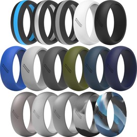 ThunderFit Silicone Wedding Rings for Men, 16 Rubber Engagement Bands 8.7mm Wide 2.5mm Thick (16-16.5 (24.2mm))