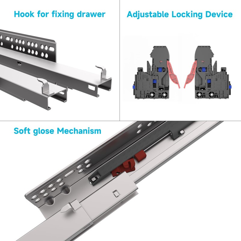 20 Inch 1 Pair Undermount Soft Close Drawer Slides Full