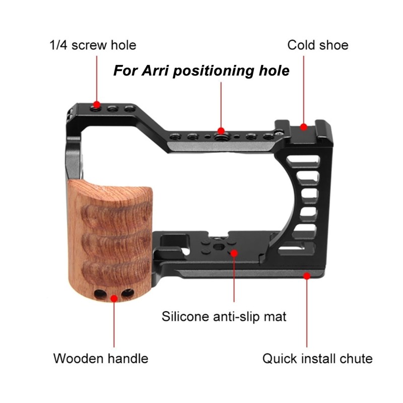 Camera Cage with Wooden Handle for Alpha A7C ILCE 7C
