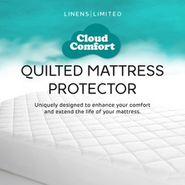 Linens Limited - Mattress Protector, Double Bed, Anti Allergy Quilted Mattress Cover, Snug Fit, Soft and Luxurious, Durable, Easy to Clean