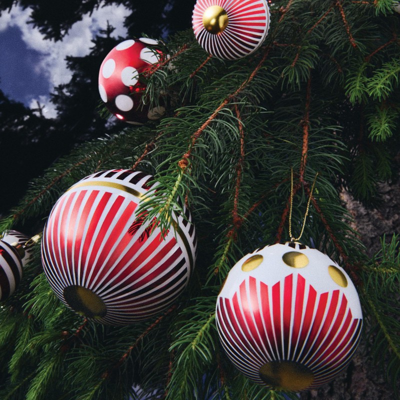 Alessi Delight NZ04 2 Hand-Blown Christmas Baubles Diameter 9 cm