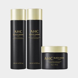 ahc (현대Hmall)AHC 블랙캐비어 기초 3종세트(토너+로션+크림) (AHC Black Caviar Skincare Set 3 Types (Toner + Lotion + Cream))