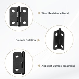 M METERXITY 8-Pack Door Hinges, 3/4in (18mm) Electroplated Iron Interior Door Folding Butt Mini Hinges with Screw for Wooden Box/Jewelry Box/Cabinet [Black]