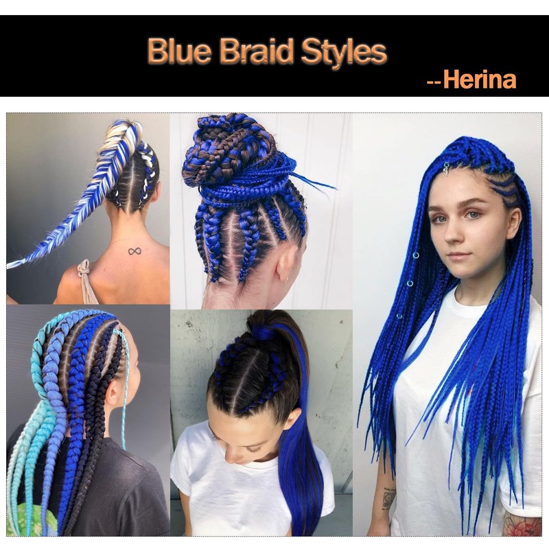 Herina Blue Braiding Hair For Braids One Pack Blue Hair