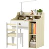 Qaba Kids Study Desk and Chair Set with Storage Shelves,