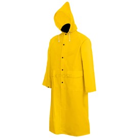 Xpose Safety Heavy Duty Yellow Rain Coat – .35mm PVC 48in Raincoat Jacket with Detachable Hood - Waterproof - Storm Weather, Raining, Fishing, Wet Work Conditions - Medium