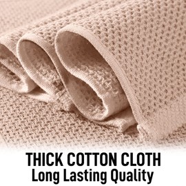 Zulay Kitchen Towels 3 Pack 100% Cotton Waffle Weave - 12x12” Super Absorbent Dish Towels for Kitchen - Reusable Kitchen Towels for Washing Dishes, Household Cleaning, Commercial Use (Beige)