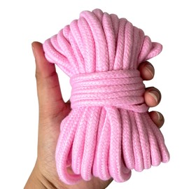 Fayemint Pack of 2 Soft Cotton Rope, Pink, Cord Cotton Rope, Thick Soft Cotton Rope, 10 m / Piece, for Camping, Wartrain, Outdoor, Garden (Pink)