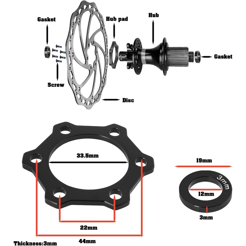 Liyquint 1 Set of 3/5mm Bike Hub Adapter Disc Brake