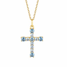 S.Leaf Cross Necklace for Women Cross Chain Necklace Sterling Silver Cubic Zirconia Gold Cross Necklace for Women