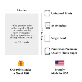 Greatest Evils Will Be Carried Out By Men In Suits - CS Lewis Inspirational Typographic Print, Modern Wall Decor For Home Decor, Office Decor & School Decor. Great Christian Gift! Unframed- 8x10"