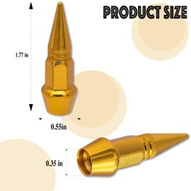 MEAJOO 6PCS Spiked Style Tire Valve Stem Caps, Universal Aluminium Alloy Dustproof Tire Valve Stem Covers for Cars, SUV, Trucks, Bikes, Motorcycles, Bicycles(45MM & Gold)