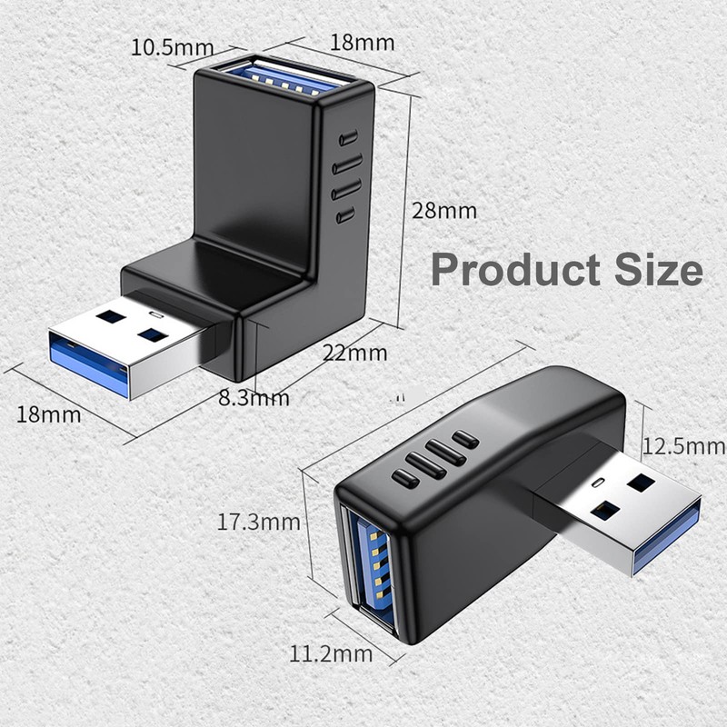 SELIACR USB to USB Angle Adapter (Pack of 4), 3.0USB