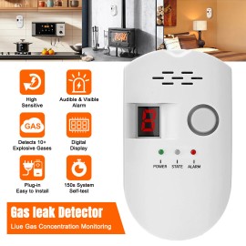 Unbranded Natural Gas Leak Detector, Plug-in Combustible Gas Leak Alarm LPG, LNG, Methane - 1 Pack