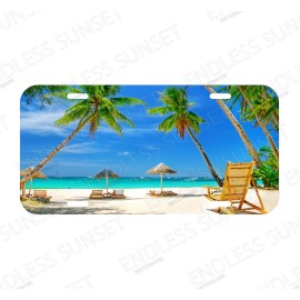 Amel Beach Vacation Island Tropical Florida Bahamas Palm License Plate Front Auto Tag