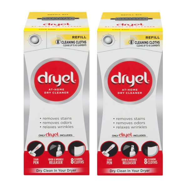 Dryel At-Home Dry Cleaner Refill Kit, 8 Count - 2 Pack