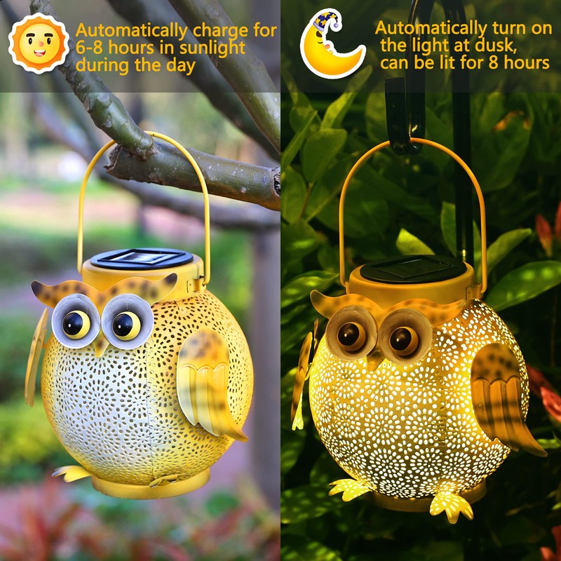 2 Pack Hanging Solar Lanterns - Garden Light Waterproof Metal