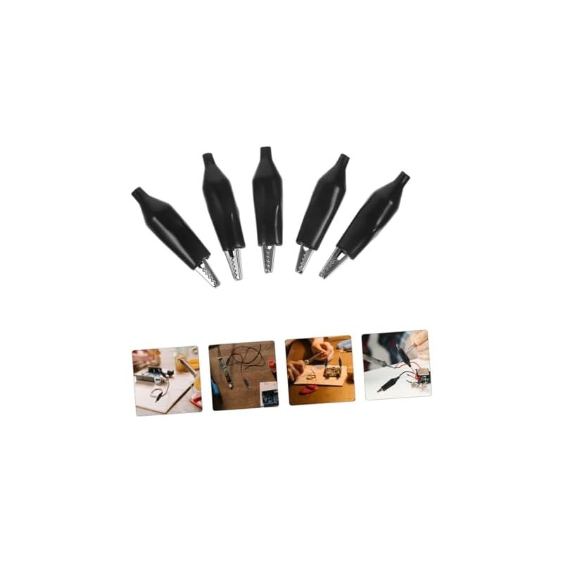 Pinzas de Cocodrilo Grandes Negras, 30 Piezas para Prueba Eléctrica