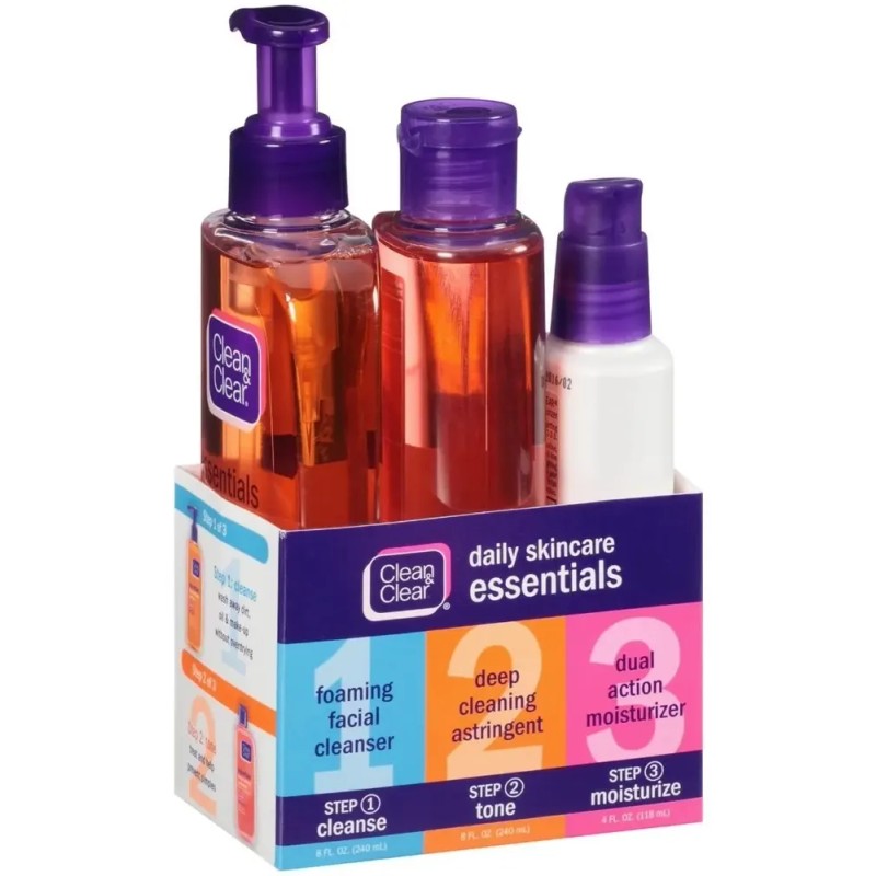 Clean Clear Skincare Essentials Skincare Kit, 3 Artículos